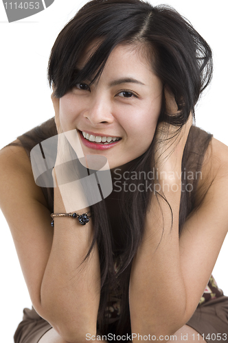 Image of happy young asian woman