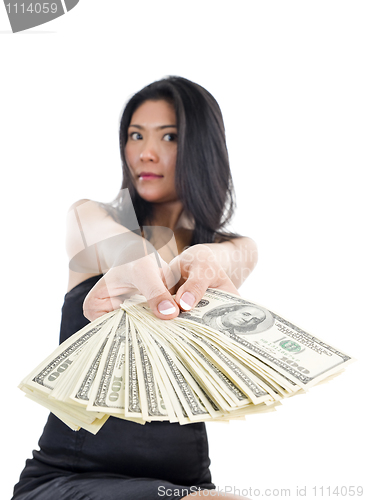 Image of woman with much money