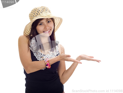 Image of woman presenting something
