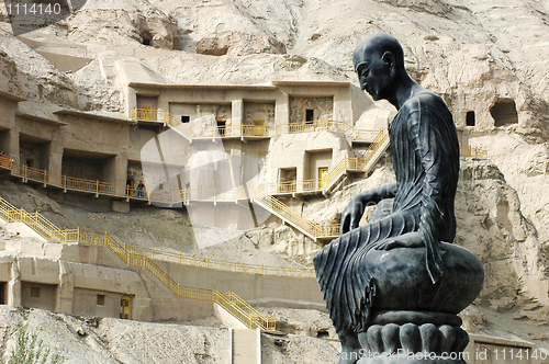 Image of Buddha sculpture at the famous grottoes in Sinkiang