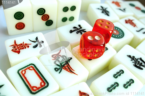 Image of Mahjong tiles in China