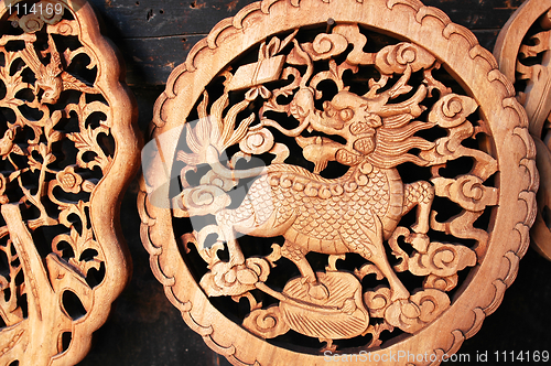 Image of Wooden carving of dragon