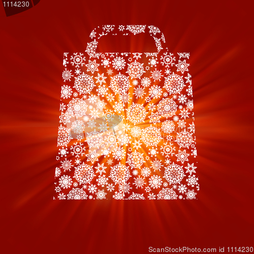 Image of Bag For Shopping With snowflakes. EPS 8