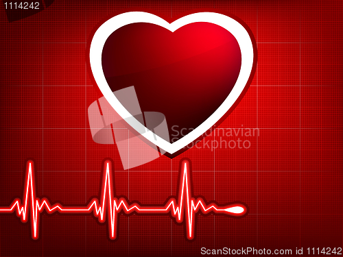 Image of Vector normal ecg red background. EPS 8