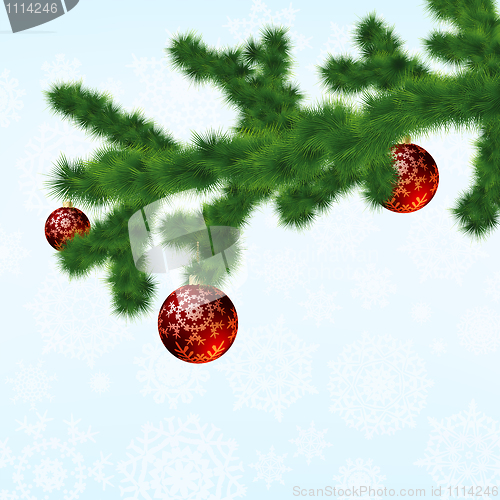 Image of Christmas-tree and decoration ball. EPS 8