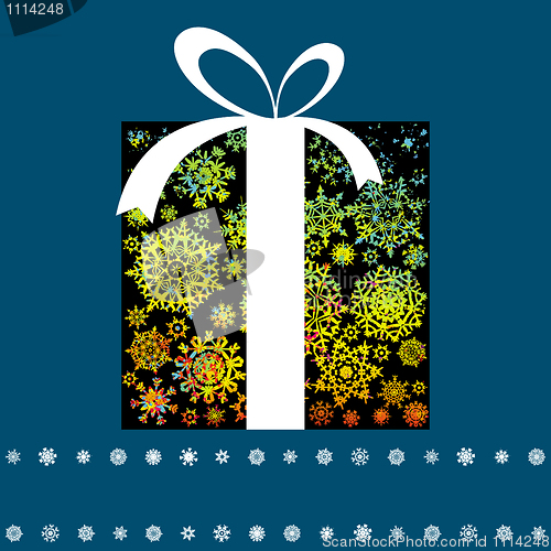 Image of Christmas card with gift box. EPS 8