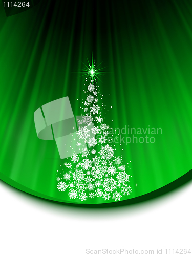 Image of Merry Christmas with snowflakes and tree. EPS 8