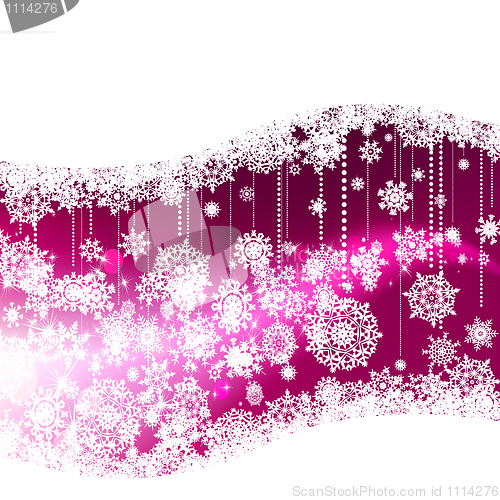 Image of Purple winter background & snowflakes. EPS 8