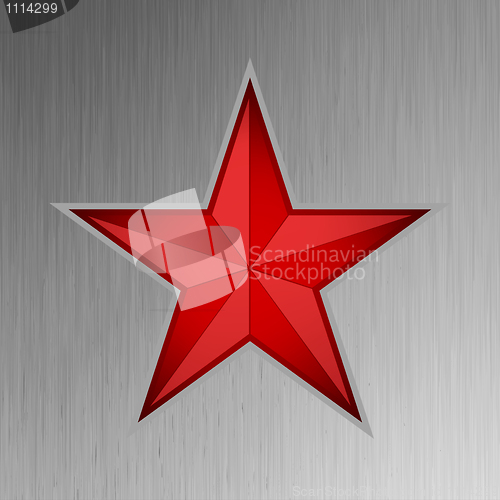 Image of Red star on steel background. EPS 8
