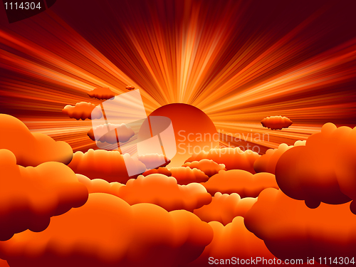 Image of Vector sunburst. sunset on cloud. EPS 8