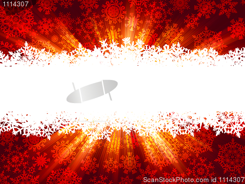 Image of Red lights rays christmas card template. EPS 8