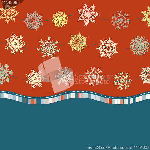 Image of Retro Card Template with Snowflakes. EPS 8