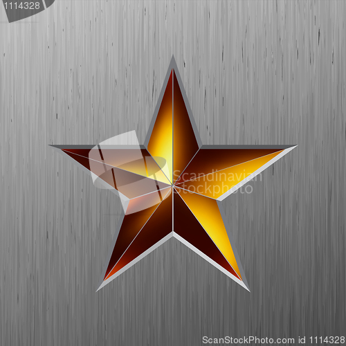 Image of Gold metallic star on a metallic background. EPS 8