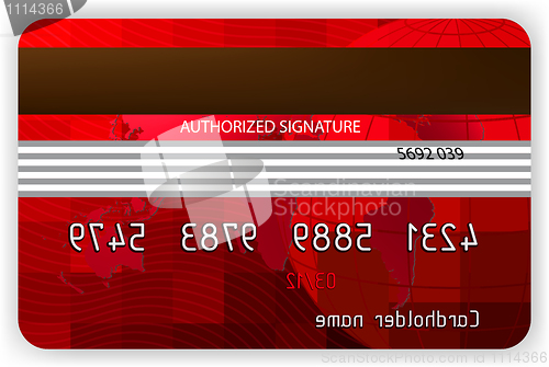 Image of Vector red credit cards, back view. EPS 8