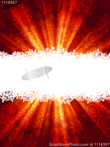 Image of Red lights rays christmas card template. EPS 8