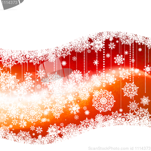 Image of Red winter background & snowflakes. EPS 8