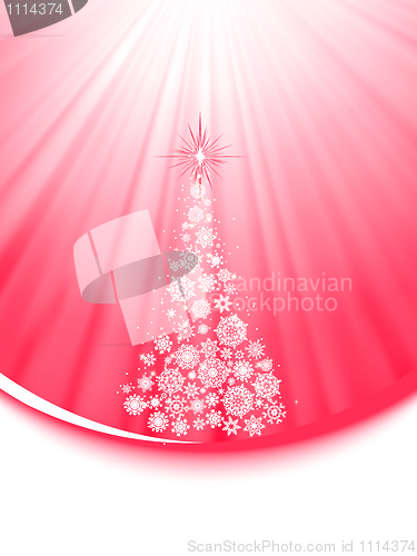 Image of Merry Christmas with snowflakes and tree. EPS 8