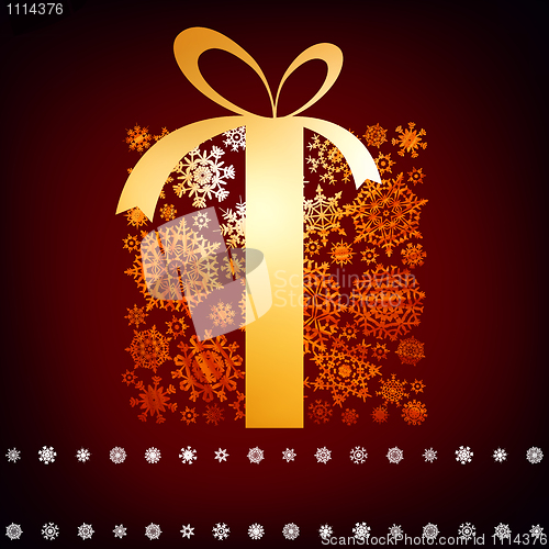 Image of Christmas card with gift box. EPS 8
