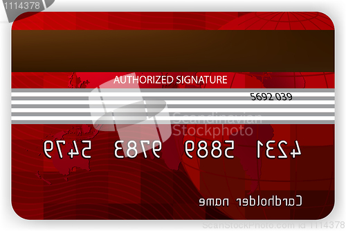 Image of Vector red credit cards, back view. EPS 8