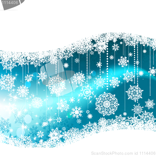 Image of Blue winter background & snowflakes. EPS 8