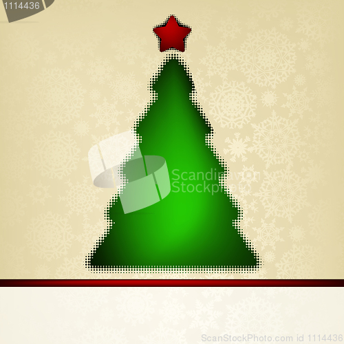 Image of ?hristmas card template with halftone tree. EPS 8