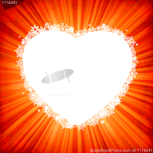 Image of Heart framr on golden light burst. EPS 8