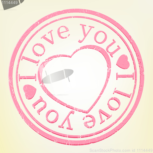 Image of Grunge Stamp: I Lov? you. Pink color. EPS 8