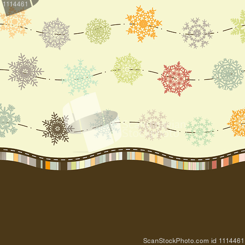 Image of Retro Card Template with Snowflakes. EPS 8