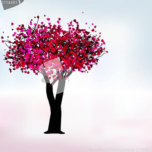 Image of Passion tree, romantic template card. EPS 8