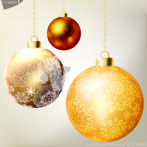Image of Golden Christmas balls template. EPS 8