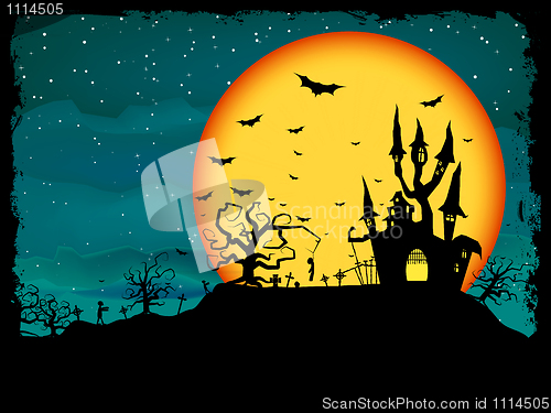 Image of Halloween poster with zombie background. EPS 8