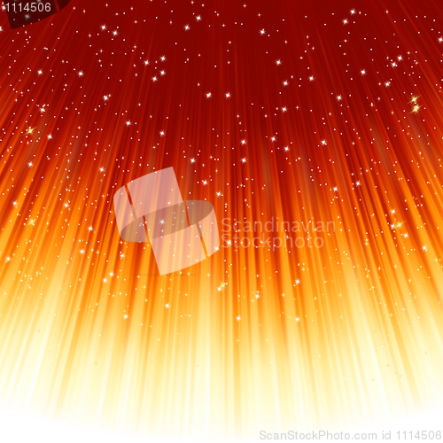 Image of Snowflakes and stars on golden light. EPS 8