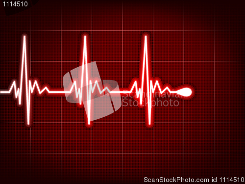 Image of Heart cardiogram with shadow on it deep red. EPS 8