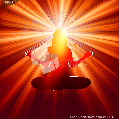 Image of Yoga illustrations with burst of light. EPS 8