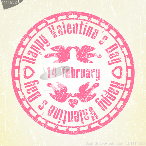 Image of Pink grunge rubber stamp Valentine's Day. EPS 8