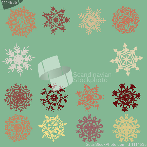 Image of Vintage card with snowflakes. EPS 8