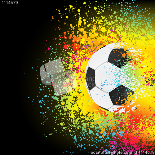 Image of Colorful background with a soccer ball. EPS 8