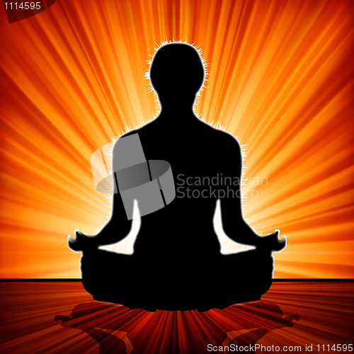 Image of Yoga illustrations with burst of light. EPS 8