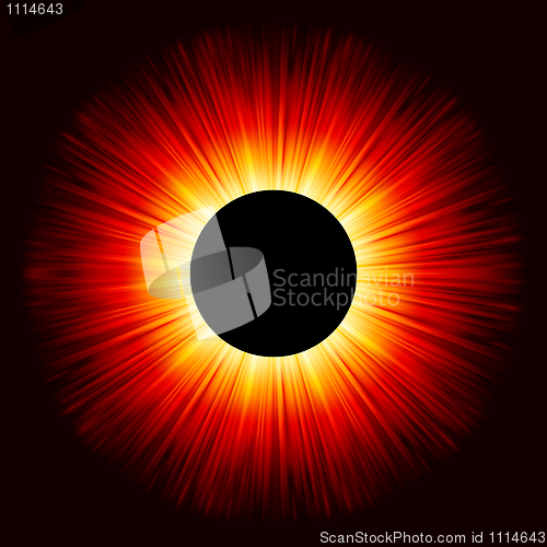 Image of Glowing eclipse on a solid black background. EPS 8