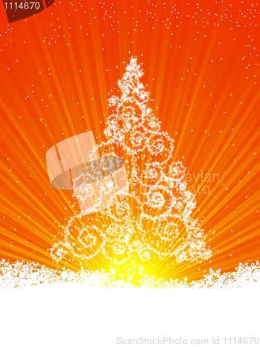 Image of Snowflakes and Christmas tree, illustration. EPS 8