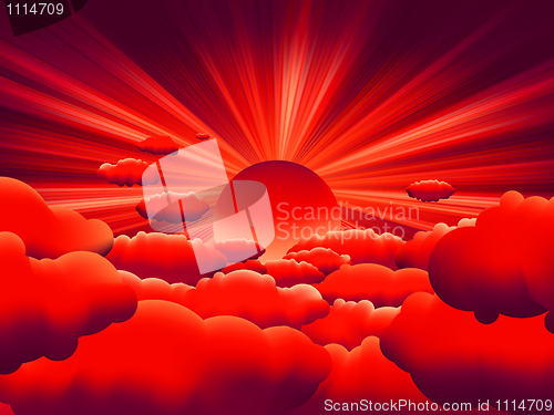 Image of Vector sunburst. sunset on cloud. EPS 8