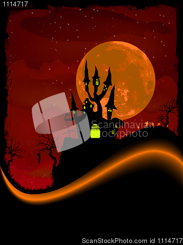 Image of Scary Halloween Castle with Copy Space. EPS 8