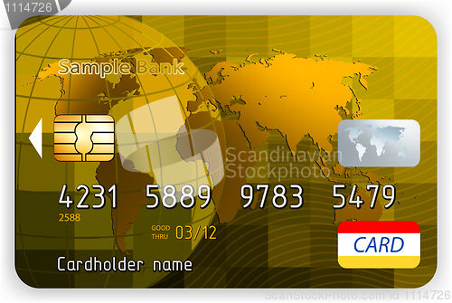 Image of Vector gold credit cards, front view. EPS 8