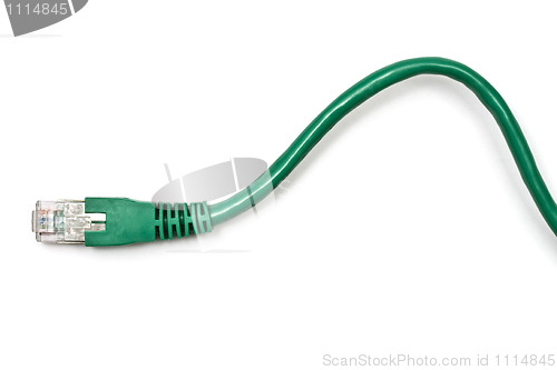 Image of Green network plug isolated on white