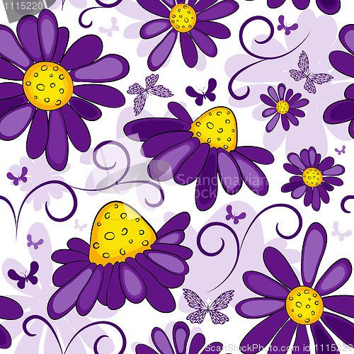 Image of Floral seamless white-violet pattern