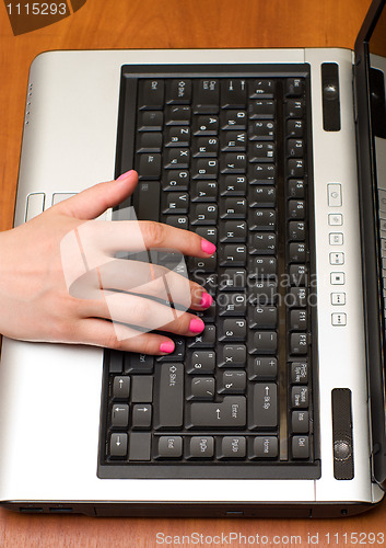 Image of Laptop and hand.