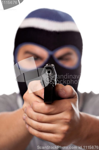 Image of Ski Masked Criminal Pointing a Gun