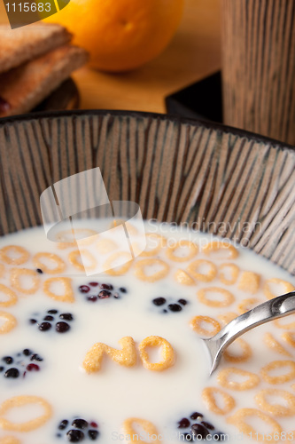 Image of The Word NO In Cereal Letters