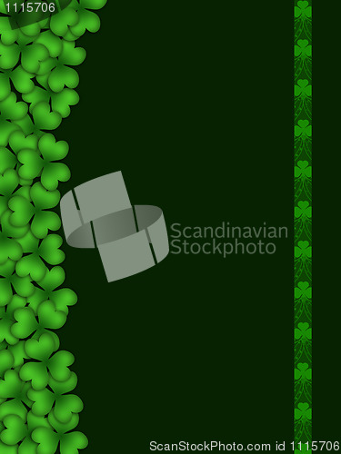 Image of Shamrock Leaves with Stripe on Dark Green Background