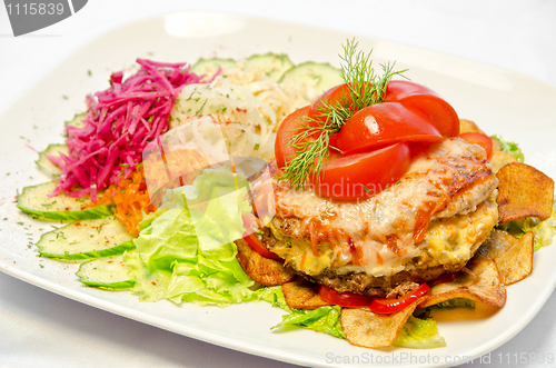 Image of Meat steak with vegetables